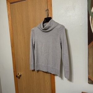 Talbots Medium Metallic Gray Merino Wool Blend Long Sleeve Cowlneck Sweater